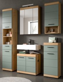 Badmöbel Set 5-teilig Shawn in Salbei und Artisan Eiche Badkombination 164 x 191 cm Badmöbel Set 5-teilig Shawn in Salbei und Artisan Eiche Badkombination 164 x 191 cm
