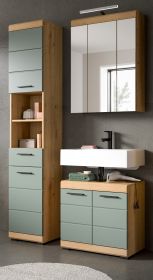 Badmbel Set 3-teilig Shawn in Salbei und Artisan Eiche Badkombination 112 x 191 cm