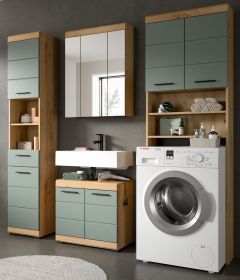 Badmöbel Set 4-teilig Shawn in Salbei und Artisan Eiche Badkombination 190 x 191 cm Badmöbel Set 4-teilig Shawn in Salbei und Artisan Eiche Badkombination 190 x 191 cm