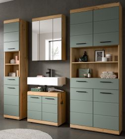 Badmöbel Set 4-teilig Shawn in Salbei und Artisan Eiche Badkombination 200 x 191 cm Badmöbel Set 4-teilig Shawn in Salbei und Artisan Eiche Badkombination 200 x 191 cm
