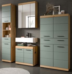 Badmbel Set 4-teilig Shawn in Salbei und Artisan Eiche Badkombination 200 x 191 cm