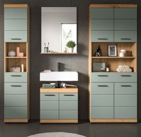 Badmöbel Set 4-teilig Shawn in Salbei und Artisan Eiche Badkombination 200 x 191 cm Badmöbel Set 4-teilig Shawn in Salbei und Artisan Eiche Badkombination 200 x 191 cm