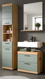 Badmöbel Set 3-teilig Shawn in Salbei und Artisan Eiche Badkombination 112 x 191 cm Badmöbel Set 3-teilig Shawn in Salbei und Artisan Eiche Badkombination 112 x 191 cm