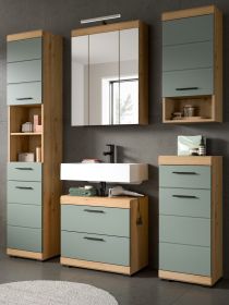 Badmöbel Set 5-teilig Shawn in Salbei und Artisan Eiche Badkombination 164 x 191 cm Badmöbel Set 5-teilig Shawn in Salbei und Artisan Eiche Badkombination 164 x 191 cm