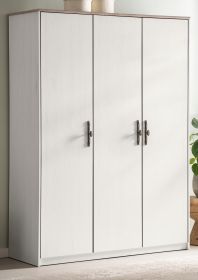 Kleiderschrank Emma in weiß Pinie Landhaus Drehtürenschrank 3-türig 138 x 192 cm, Soft-Close Kleiderschrank Emma in weiß Pinie Landhaus Drehtürenschrank 3-türig 138 x 192 cm, Soft-Close