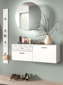 Garderobe Set 3-teilig Relief in weiß Hochglanz mit 3-D Struktur 141 x 192 cm Garderobe Set 3-teilig Relief in weiß Hochglanz mit 3-D Struktur 141 x 192 cm