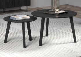 Couchtisch 2er Set Ronin in Esche schwarz 2x Beistelltisch rund