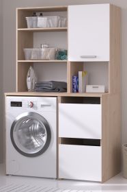 Waschmaschinenschrank Laundry in wei und Jackson Eiche Set 2-teilig 111 x 184 cm