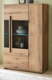 Highboard Design-D in Evoke Eiche Vitrine 90 x 140 cm