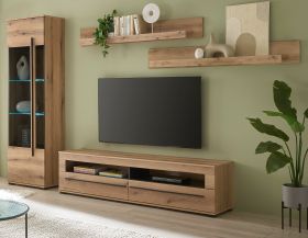 Wohnwand Design-D in Evoke Eiche Wohnkombination Set 4-teilig 240 cm, mit Soft-Close Wohnwand Design-D in Evoke Eiche Wohnkombination Set 4-teilig 240 cm, mit Soft-Close