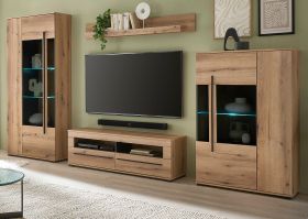 Wohnwand Design-D in Evoke Eiche Wohnkombination Set 4-teilig 340 cm, mit Soft-Close