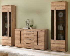 Wohnwand Design-D in Evoke Eiche Wohnkombination Set 3-teilig 290 cm, mit Soft-Close