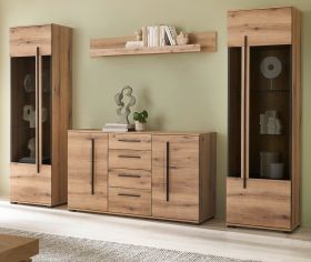 Wohnwand Design-D in Evoke Eiche Wohnkombination Set 4-teilig 290 cm, mit Soft-Close