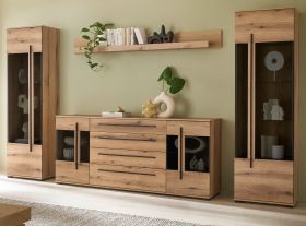 Wohnwand Design-D in Evoke Eiche Wohnkombination Set 4-teilig 340 cm, mit Soft-Close
