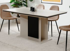 Esstisch Brebbia in sand und schwarz Sulentisch ausziehbar 160 / 200 x 90 cm