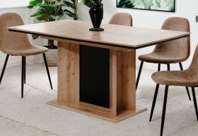 Esstisch Varese in Artisan Eiche und schwarz Sulentisch ausziehbar 160 / 200 x 90 cm