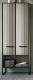 Badezimmer Hochschrank Scana in sand und schwarz Badschrank 59 x 159 cm, Soft-Close Badezimmer Hochschrank Scana in sand und schwarz Badschrank 59 x 159 cm, Soft-Close