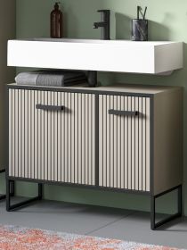 Waschbeckenunterschrank Scana in sand und schwarz Badezimmer Unterschrank 80 cm, Soft-Close Waschbeckenunterschrank Scana in sand und schwarz Badezimmer Unterschrank 80 cm, Soft-Close