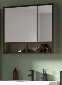 Badezimmer Spiegelschrank Scana in sand und schwarz Badschrank 3-türig 80 cm, Soft-Close Badezimmer Spiegelschrank Scana in sand und schwarz Badschrank 3-türig 80 cm, Soft-Close