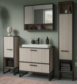 Badmöbel Set Scana Sand und schwarz Badkombination inkl. Waschbecken 170 cm, Soft-Close Badmöbel Set Scana Sand und schwarz Badkombination inkl. Waschbecken 170 cm, Soft-Close