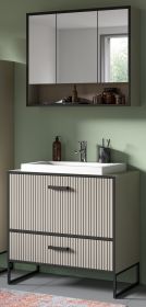 Badmöbel Set Scana in sand und schwarz Badkombination mit Waschbecken 80 cm, Soft-Close Badmöbel Set Scana in sand und schwarz Badkombination mit Waschbecken 80 cm, Soft-Close