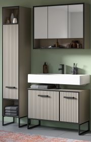 Badmöbel Set 3-teilig Scana in sand und schwarz Badkombination 125 x 192 cm, Soft-Close Badmöbel Set 3-teilig Scana in sand und schwarz Badkombination 125 x 192 cm, Soft-Close