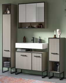 Badmbel Set 4-teilig Scana in sand und schwarz Badkombination 170 x 192 cm, Soft-Close