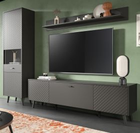 Wohnwand Madea in grau matt Wohnkombination 3-teilig 258 x 195 cm Wohnwand Madea in grau matt Wohnkombination 3-teilig 258 x 195 cm