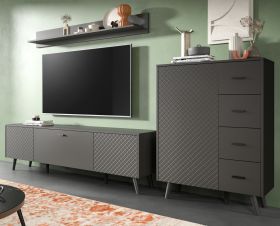 Wohnwand Madea in grau matt Wohnkombination 3-teilig 269 x 175 cm Wohnwand Madea in grau matt Wohnkombination 3-teilig 269 x 175 cm