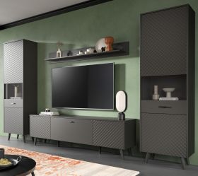 Wohnwand Madea in grau matt Wohnkombination 4-teilig 331 x 195 cm Wohnwand Madea in grau matt Wohnkombination 4-teilig 331 x 195 cm