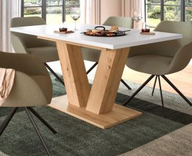 Esstisch Home-X in weiß und Artisan Eiche Tisch ausziehbar 150 - 190 cm Esstisch Home-X in weiß und Artisan Eiche Tisch ausziehbar 150 - 190 cm