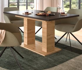 Esstisch Home-X in grau und Artisan Eiche Tisch ausziehbar 150 - 190 cm Esstisch Home-X in grau und Artisan Eiche Tisch ausziehbar 150 - 190 cm