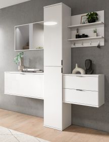 Garderobe Set 5-teilig SystemX in weiß Hochglanz Garderobenkombination 174 cm Garderobe Set 5-teilig SystemX in weiß Hochglanz Garderobenkombination 174 cm