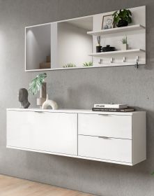 Garderobe Set 4-teilig SystemX in weiß Hochglanz Garderobenkombination 144 cm Garderobe Set 4-teilig SystemX in weiß Hochglanz Garderobenkombination 144 cm
