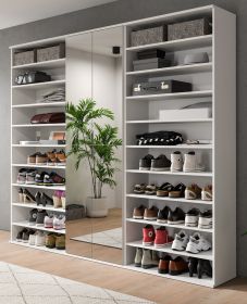 Garderobenschrank mit Spiegeltr SystemX in wei Schuhschrank 221 x 193 cm