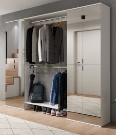 Garderobenschrank mit Spiegeltr SystemX in wei Schuhschrank 232 x 193 cm