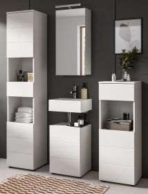 Badmöbel Set 4-teilig Larik in weiß Hochglanz Badkombination 144 x 190 cm Badmöbel Set 4-teilig Larik in weiß Hochglanz Badkombination 144 x 190 cm