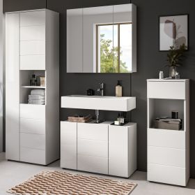 Badmbel Set 4-teilig Larik in wei Hochglanz Badkombination 210 x 190 cm
