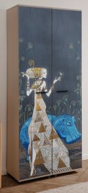 Schuhschrank Logu in Samt Bergonzoli Druck 74 x 182 cm, aufklappbar für 30 Paar Schuhe Schuhschrank Logu in Samt Bergonzoli Druck 74 x 182 cm, aufklappbar für 30 Paar Schuhe