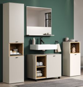 Badmbel Set Sao Paulo in Sand und Evoke Eiche Badkombination 4-teilig, Soft-Close