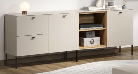Sideboard Sao Paulo in Kaschmir / Sand und Eiche, Kommode 200 cm mit Soft-Close