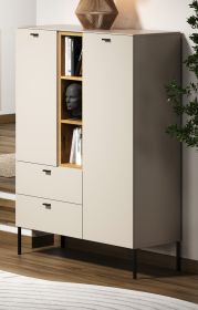 Highboard Sao Paulo in Kaschmir / Sand und Eiche, Kommode 93 x 140 cm mit Soft-Close