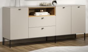 Sideboard Sao Paulo in Kaschmir / Sand und Eiche, Kommode 197 cm mit Soft-Close