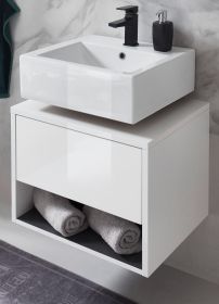 Waschbeckenunterschrank Glide in wei Hochglanz und grau 60 cm