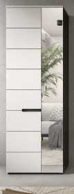Garderobenschrank Cooper in weiß und grau 65 x 190 cm mit variabler Inneneinteilung, Soft-Close Garderobenschrank Cooper in weiß und grau 65 x 190 cm mit variabler Inneneinteilung, Soft-Close