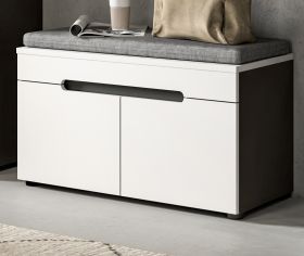 Garderobe Sitzbank Cooper in wei und grau Garderobenbank 80 cm, Soft-Close