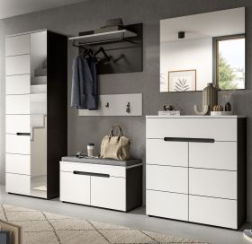 Garderobe Set 6-teilig Cooper in weiß und grau 255 cm, Soft-Close Garderobe Set 6-teilig Cooper in weiß und grau 255 cm, Soft-Close