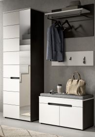 Garderobe Set 4-teilig Cooper in weiß und grau 160 cm, Soft-Close Garderobe Set 4-teilig Cooper in weiß und grau 160 cm, Soft-Close