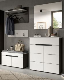 Garderobe Set 5-teilig Cooper in weiß und grau 175 cm, Soft-Close Garderobe Set 5-teilig Cooper in weiß und grau 175 cm, Soft-Close