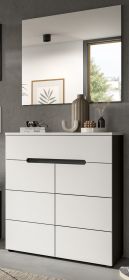 Garderobe Set 2-teilig Cooper in weiß und grau Schuhkommode und Spiegel, Soft-Close Garderobe Set 2-teilig Cooper in weiß und grau Schuhkommode und Spiegel, Soft-Close